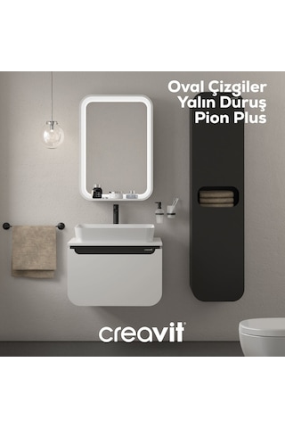 Creavit Pion Plus Lavabo Dolabı 70 Cm Mat Beyaz - Antrasit Mat Beyaz