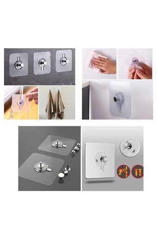 4 Parça 10mm Vidalı Şeffaf Pvc Yapışkan Askı 5639 4 Renk