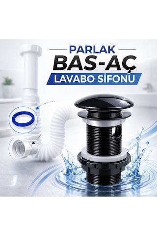 Parlak Bas-aç Pop-up Lavabo Gider Süzgeç Sifonu Lavabo Gider Borusu Dahil