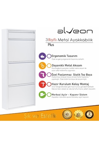 Alv-1003 Plus Alveon Metal Ayakkabılık Beyaz