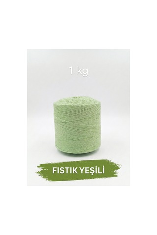 1 Kg Pamuklu El Örgü İpi Runner İpi- Amigurumi Koton İp Punch İpi Motif Fıstık Yeşili Renk