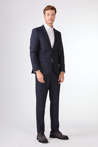 Dufy Lacivert Armürlü Slim Fit Casual Takım Elbise Lacivert