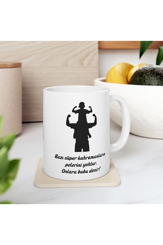 Babalar Günü - Doğum Günü Hediyesi - Hediye Porselen Kupa Bardak 11 Beyaz