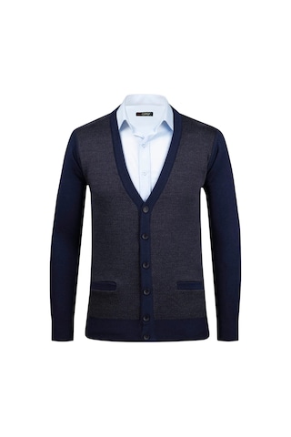 Çizgi Triko Erkek Büyük Beden Desenli Kol Ve Bel Lastikli Çelik Örgü Triko Hırka 5014mb Parlement Parlement Mavi