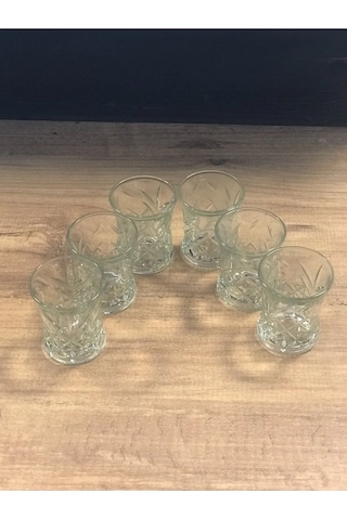 6 Lı Asya Kahve Yanı Su Bardağı Şeffaf Renk Royaleks-70279 124-Pembe