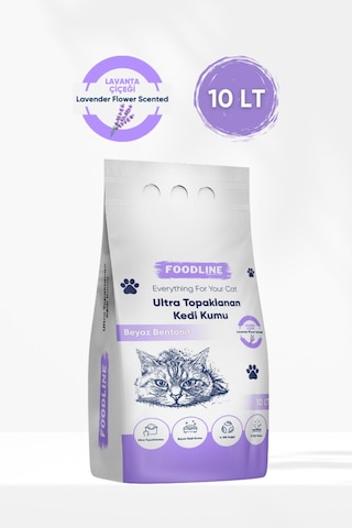 Foodline Lavanta Kokulu İnce Taneli Bentonit Topaklaşan Kedi Kumu 10 L