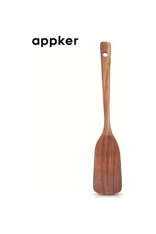 Brightnova Appker Akasya Ahşap Spatula Seti Wooden Shovel Yapışmaz Yemek Güvenli Pişirme Karıştırma Kızartma Düz Ve Delikli Spatula Ahşap
