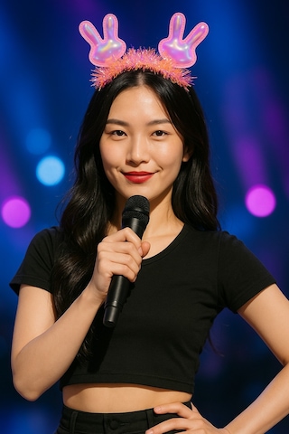 Kpop Kore Style Yılbaşı Yeni Yıl Sahne Parıltılı Pembe Tavşan Kulaklı Taç Kadın Şarkıcı Aksesuarı