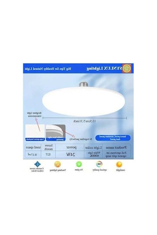 Fastbuy Yüksek Güçlü Parlaklık Led Ufo Tavan Lambası E27 Spiral Montajlı Ahşap İç Mekan Ofis Lambası Ahşap