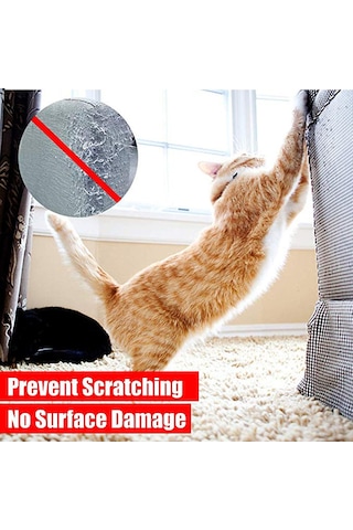 Geeroyoo Kediler İçin Mobilya Koruma Bandı - Çizik Önleyici Çift Taraflı Yapışkan Film, 4 İnç Genişlik, L Boy