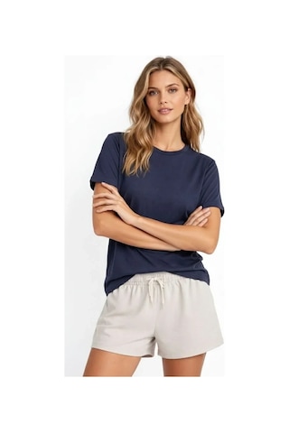 Vexor Osy Modal Yumuşak Dokulu Kumaş Bisiklet Yaka T-shirt - İndigo
