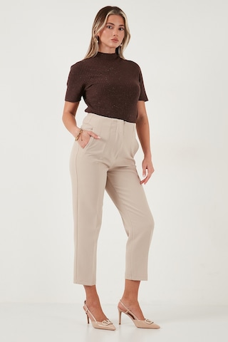 Lela Regular Fit Yüksel Bel Düz Paça Havuç Bayan Pantolon 68350109 Taş