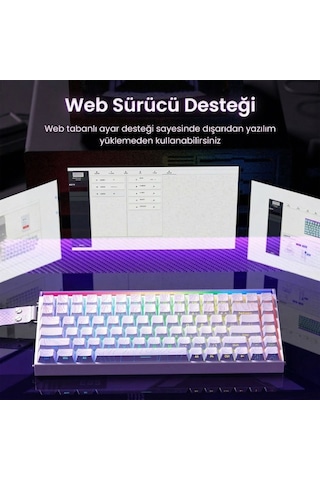 Aula Hero 84 He Manyetik Mekanik Klavye Rapid Trigger 8000hz Rgb Tkl Hot Swap Black King Switch Oyuncu Klavyesi Desenli Beyaz