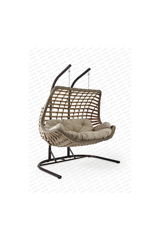 Gardenya Bahçe Capri Swing Cunda Rattan Bahçe Ve Balkon Salıncağı Açık Kahverengi