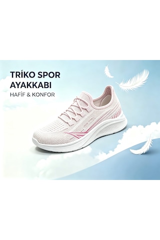 Leu Bayan Triko Spor Ayakkabı Pembe