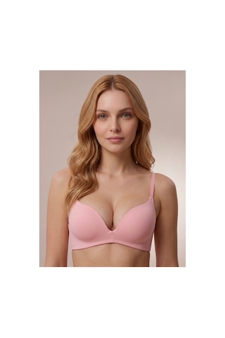 Donlaritta Kadın Dolgulu Balensiz Toparlayıcı Push Up Pamuklu Decolette Sütyen Pembe