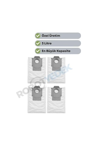 , Qrevo Curv 2 Flow Roborock İle Uyumlu Toz Çöp Torbası 4 Adet Renk 7