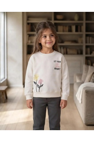 Roya Kız Çocuk Beyaz Let Your Sweatshirt Kışlık
