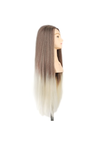 Omuzlu Kuaför Eğitim Mankeni / Yaki + Masa Aparatı / Kahverengi / Platin - Elm-01-739485 Çok Renkli
