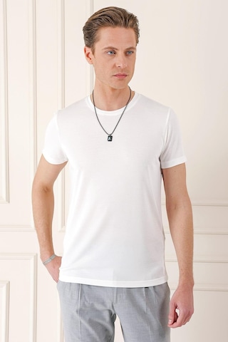 Efor Slim Fit Bisiklet Yaka %100 Pamuk Ekru Tişört Ts 878 Ekru
