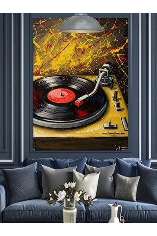 Pikap Kayıt Vinil Müzik Dekoratif Kanvas - Mdf Ahşap Tablo