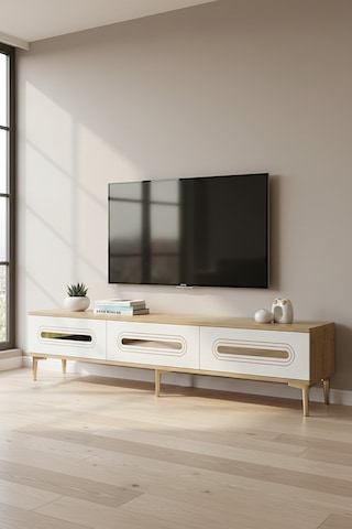 Tsa1806dbg - Rany Tsa180 Tv Stand, Tv Sehpası Ve Tv Ünitesi Safirmeşe-beyaz-gold 180cm