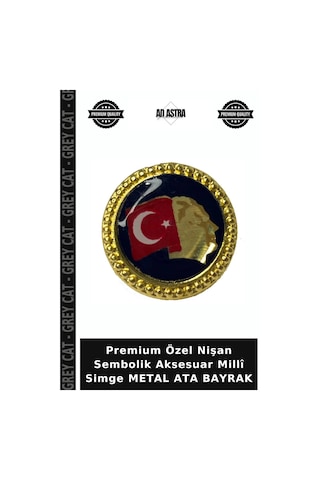 Premium Özel Nişan Sembolik Aksesuar Millî Simge Metal Ata Bayrak Altın