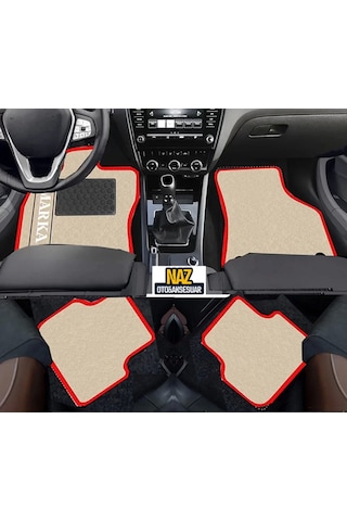 Volkswagen Caddy 2010 - 2015 Bej Halı Kırmızı Kenar Petek Topuk