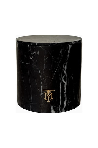 Montroi Nero Marquina Marble Candle Holder El Yapımı Lüks Mumluk Siyah