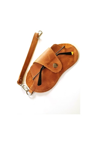 Bouscrab Gerçek Deri Özel Tasarım Gözlük Kılıfı Camel