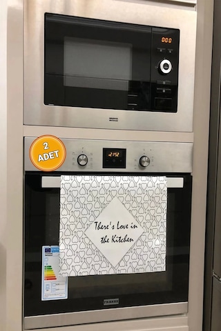 Valerine Life Mutfakta Aşk Var Mutfak Kurulama Fırın Beyaz El Havlusu %100 Pamuklu 35x50cm 2 Adet Beyaz