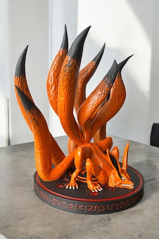 Kurama Kyubi 3d Baskı Koleksiyon Figürü El Boyaması, Naruto Lanetli Mühürlü Anime
