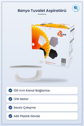 Banyo Tuvalet Aspiratörü 100 Mm 12w Plastik Sessiz Havalandırma V