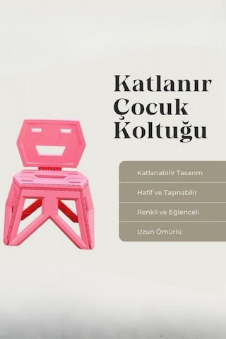 Piev Pratik Katlanır Oyun Kamp Etkinlik Çocuk Koltuğu Pembe