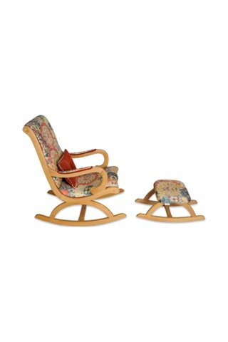 Asedia Rustik Naturel Çiçekli Sallanan Sandalye Dinlenme Koltuğu