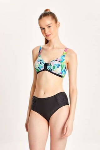 Too Salty Swimwear Kadın Desenli Toparlayıcı Yüksek Bel Bikini Takımı 24s125st Siyah