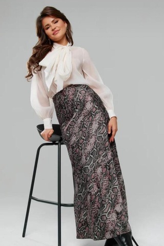 Madmext Lila Desenli Saten Kadın Uzun Etek Mg2333 Lila