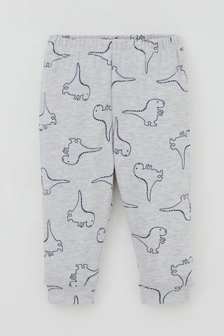 Breeze Erkek Bebek Pijama Takımı Omuzdan Patlı Sevimli Dinozor Desenli 4 Ay-1 Yaş, Açık Gri Melanj Açık Gri Melanj