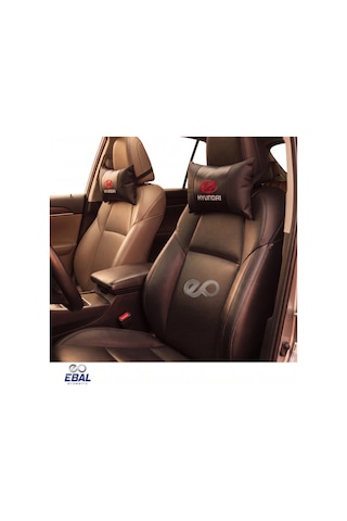 Hyundai Logolu Oto Koltuk Boyun Yastığı 2 Parça Tüm Modeller İçin Uygundur Siyah