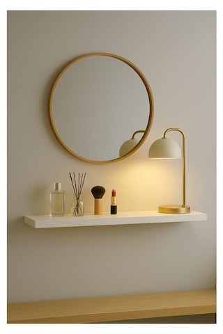 70 Cm Mat Beyaz Mdf Gizli Bağlantı Duvar Rafı Dresuar Dekoratif