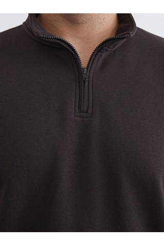 Lcwaıkıkı Classic Kahverengi Büyük Beden Dik Yaka Erkek Sweatshirt