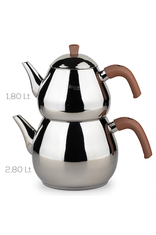 Porsima 1030-1 Damla Bakalit Kulp Mega Boy Paslanmaz Çelik Çaydanlık Takımı - Rose - 1,80-2,80lt Diğer