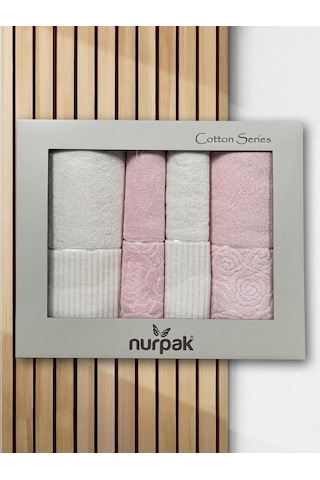 Sevgi Hamam Takımı 4 Parça Krem - Pudra Çok Renkli