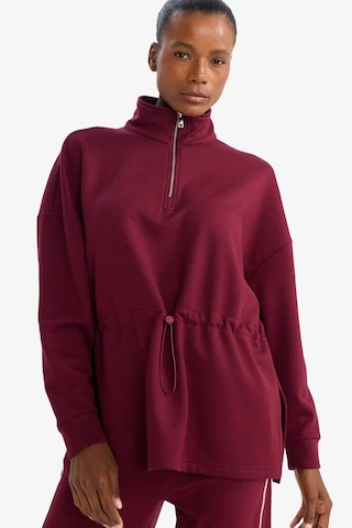 Defacto Long Fit Dik Yaka Beli Lastikli Yarım Fermuarlı Modal Sporcu Sweatshirt G4367ax25wnbr170 Bordo-br170