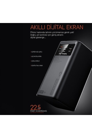 Powerway Pd80 80.000mah 22.5w Pd & Qc 3.0 Hızlı Şarj Destekli Dijital Göstergeli Powerbank Diğer