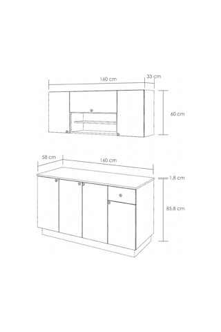 Mobilique Ahşap Mdf Tezgahlı Hazır Mutfak 160 CM 600-00-192