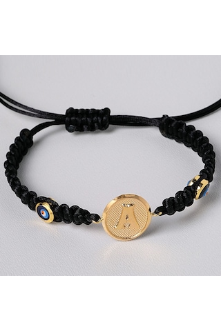 Harf Ipli Bileklik Sarı Altın