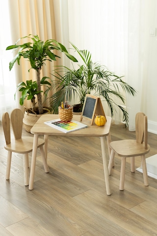 The Kids 1 Masa + 2 Sandalye (Çocuklar için Yaz-Sil Montessori Aktivite ve Etkinlik Masa Sandalye Takımı)