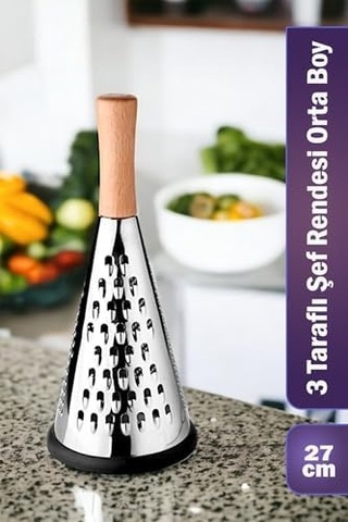 Ahşap Tutuculu 3 Taraflı Paslanmaz Çelik Lüks Şef Rendesi Orta Boy, Ahşap Saplı 3 Taraflı Çelik Rende,ahşap Tutuculu 3 Taraflı Paslanmaz Çelik Lüks Şef Rendesi Orta Boy 27cm 11,5cm