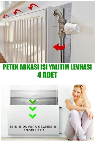 4 Adet Petek Kalorifer Radyatör Arkası Folyolu Plaka Isı Yalıtım